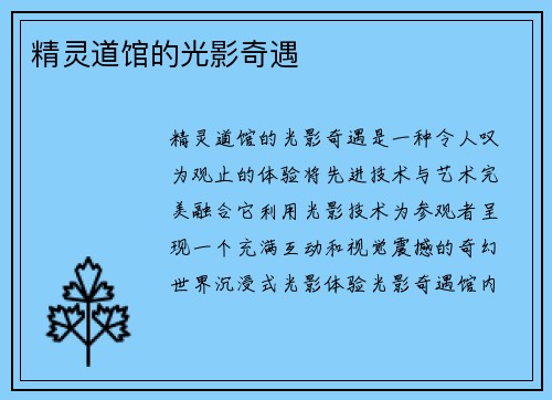 精灵道馆的光影奇遇